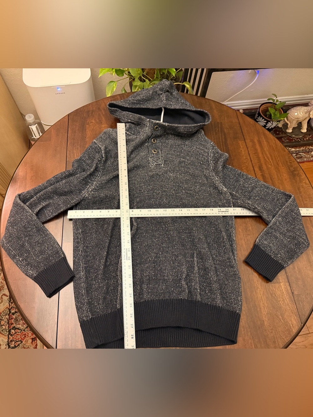 Banana Republic Men's Hooded Pullover Sweater - Dark Heather Gray